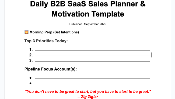Free Digital Download: Daily B2B SaaS Sales Planner & Motivation Template